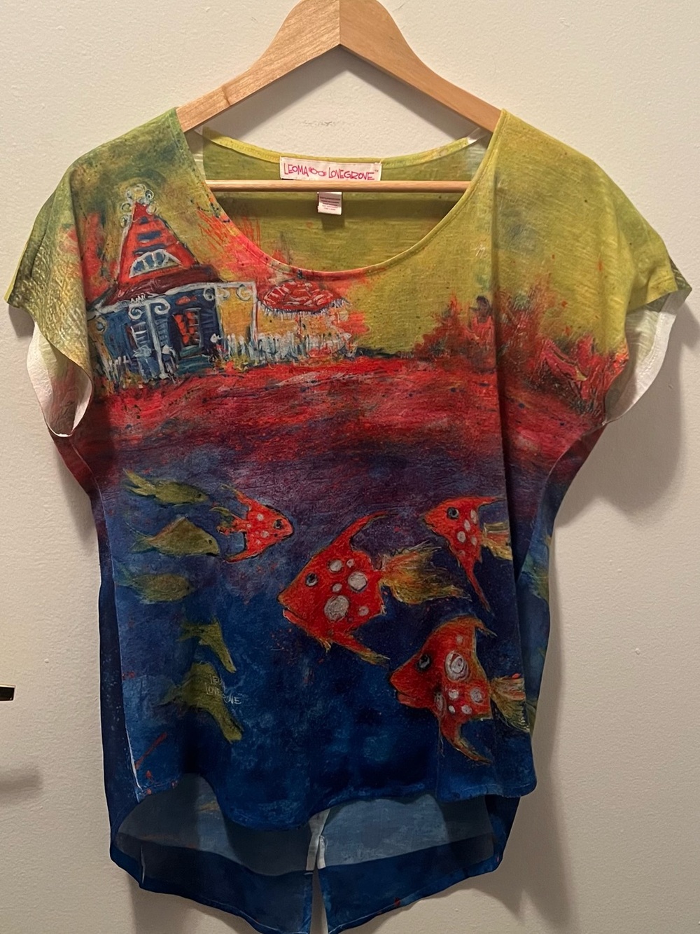 🐠 Leoma Lovegrove Coastal Wearable Art Fish Blouse L